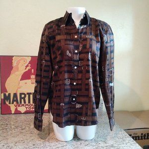 Lauren Ralph Lauren Brown Equestrian Print Top